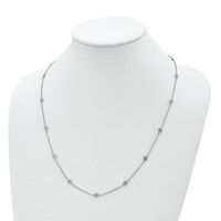 Sterling Shimmer Sterling Silver Rhodium-plated 3mm CZ 15 Stone 15 Station Necklace - 24in view 3