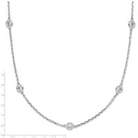Sterling Shimmer Sterling Silver Rhodium-plated 3mm CZ 15 Stone 15 Station Necklace - 24in view 4