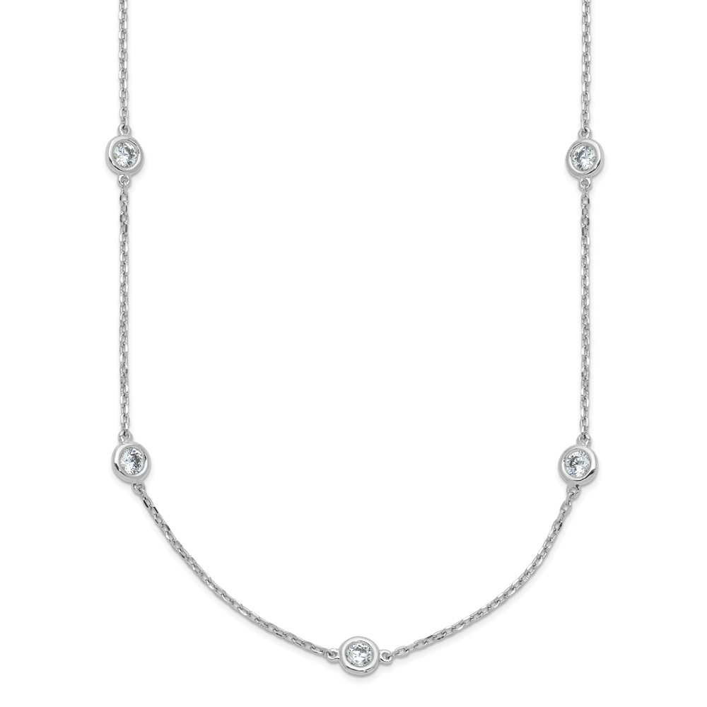 Sterling Shimmer Sterling Silver Rhodium-plated 3mm CZ 15 Stone 15 Station Necklace - 24in