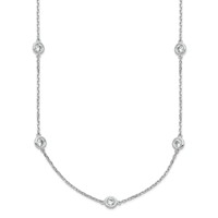 Sterling Shimmer Sterling Silver Rhodium-plated 3mm CZ 15 Stone 15 Station Necklace - 24in view 1