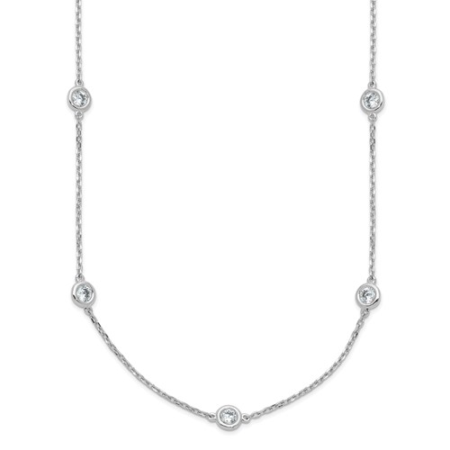 Sterling Shimmer Sterling Silver Rhodium-plated 3mm CZ 15 Stone 15 Station Necklace, 24"