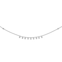 Sterling Shimmer Sterling Silver Rhodium-plated 48 Stone 11 Star Stations CZ Necklace, 18" view 2
