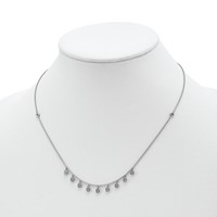 Sterling Shimmer Sterling Silver Rhodium-plated 48 Stone 11 Star Stations CZ Necklace, 18" view 3