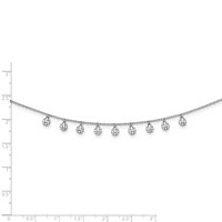 Sterling Shimmer Sterling Silver Rhodium-plated 48 Stone 11 Star Stations CZ Necklace, 18" view 4