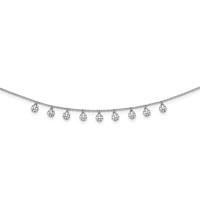Sterling Shimmer Sterling Silver Rhodium-plated 48 Stone 11 Star Stations CZ Necklace, 18" view 1