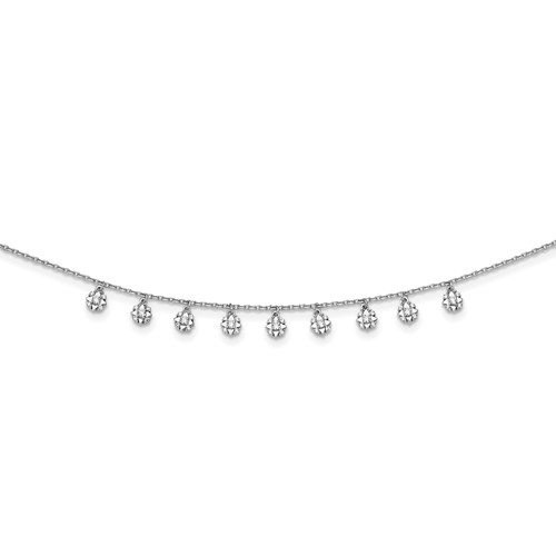 Sterling Shimmer Sterling Silver Rhodium-plated 48 Stone 11 Star Stations CZ Necklace, 18"
