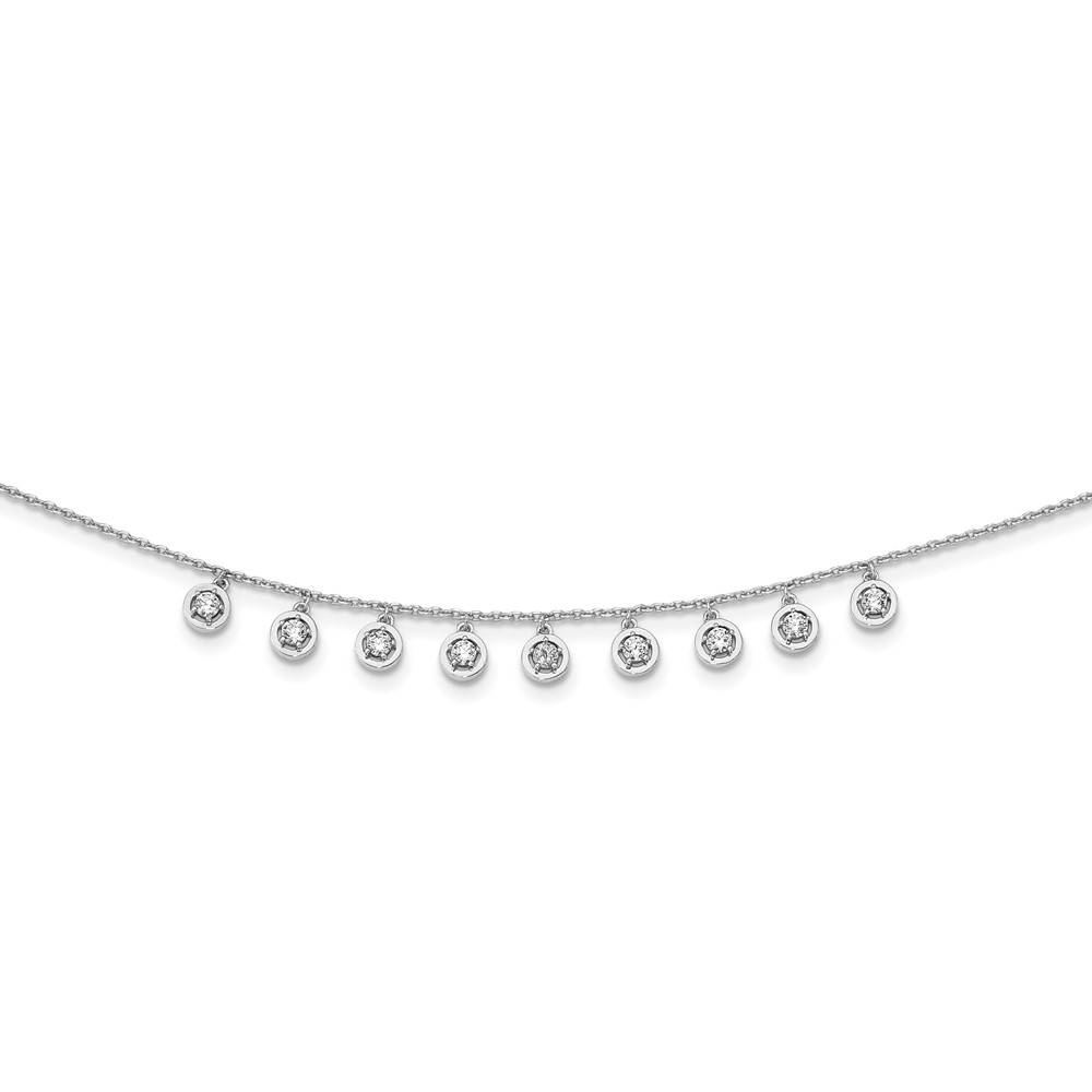 Sterling Shimmer Sterling Silver Rhodium-plated 11 Stone 11 Station CZ Necklace, 18"