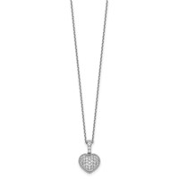 Sterling Shimmer Sterling Silver Rhodium-plated 40 Stone Heart CZ Necklace with 2 Inch Extender, 16" view 2