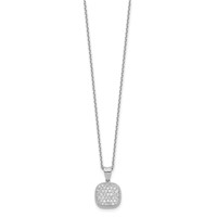 Sterling Shimmer Sterling Silver Rhodium-plated 49 Stone Square CZ Necklace with 2 Inch Extender, 16" view 2