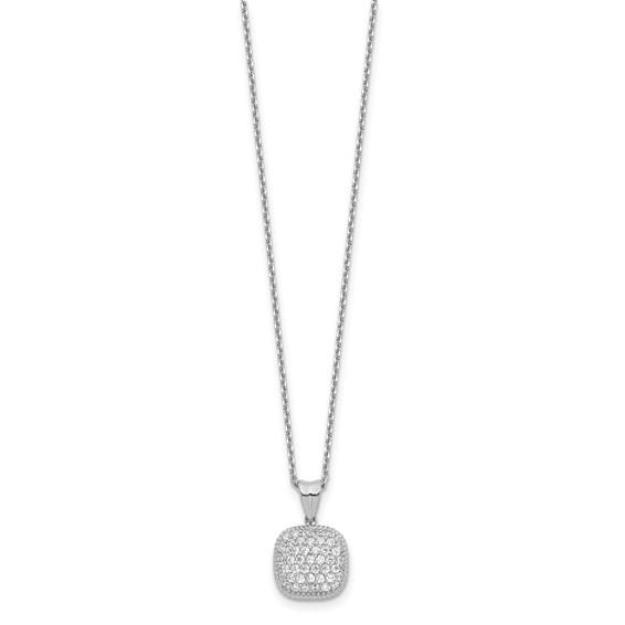 Sterling Shimmer Sterling Silver Rhodium-plated 16 inch 49 Stone Square CZ Necklace with 2 inch extender