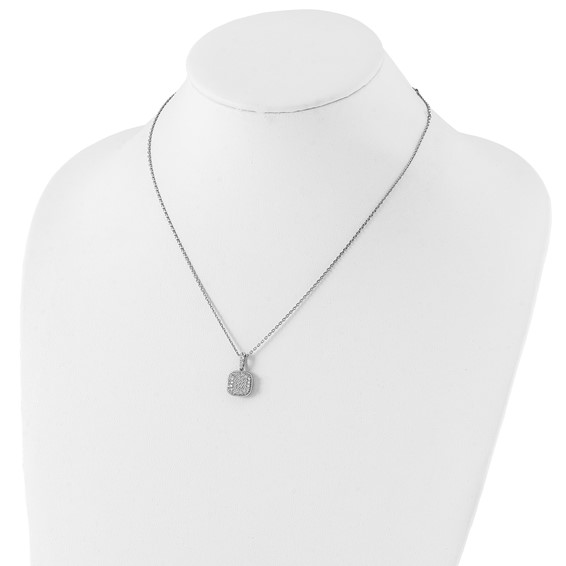 Sterling Shimmer Sterling Silver Rhodium-plated 16 inch 49 Stone Square CZ Necklace with 2 inch extender