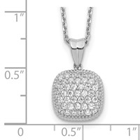 Sterling Shimmer Sterling Silver Rhodium-plated 49 Stone Square CZ Necklace with 2 Inch Extender, 16" view 3