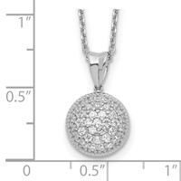 Sterling Shimmer Sterling Silver Rhodium-plated 41 Stone CZ Round Necklace, 18" view 3
