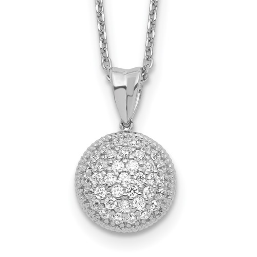 Sterling Shimmer Sterling Silver Rhodium-plated 41 Stone CZ Round Necklace, 18"