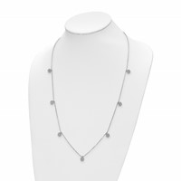 Sterling Shimmer Sterling Silver Rhodium-plated 49 Stone 7 Flower Stations CZ Necklace, 28" view 2