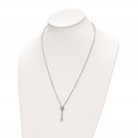 Sterling Shimmer Sterling Silver Rhodium-plated Adjustable 27 Stone CZ Lariat Necklace, 26" view 2