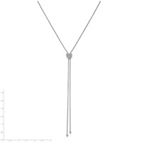 Sterling Shimmer Sterling Silver Rhodium-plated Adjustable 27 Stone CZ Lariat Necklace, 26" view 3