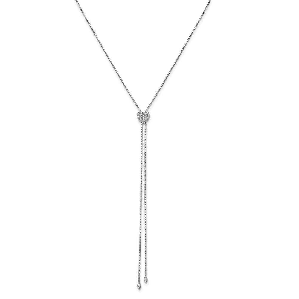 Sterling Shimmer Sterling Silver Rhodium-plated Adjustable 27 Stone CZ Lariat Necklace, 26"