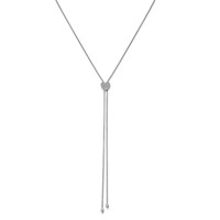 Sterling Shimmer Sterling Silver Rhodium-plated Adjustable 27 Stone CZ Lariat Necklace, 26" view 1