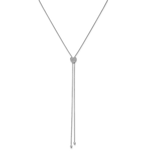 Sterling Shimmer Sterling Silver Rhodium-plated Adjustable 27 Stone CZ Lariat Necklace, 26"