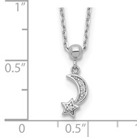 Sterling Shimmer Sterling Silver Rhodium-plated 4 Stone Moon and Star CZ Necklace with 2 Inch Extender, 16" view 3