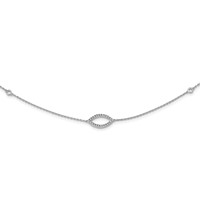 Sterling Shimmer Sterling Silver Rhodium-plated 76 Stone 7 Station CZ Necklace, 18" view 1