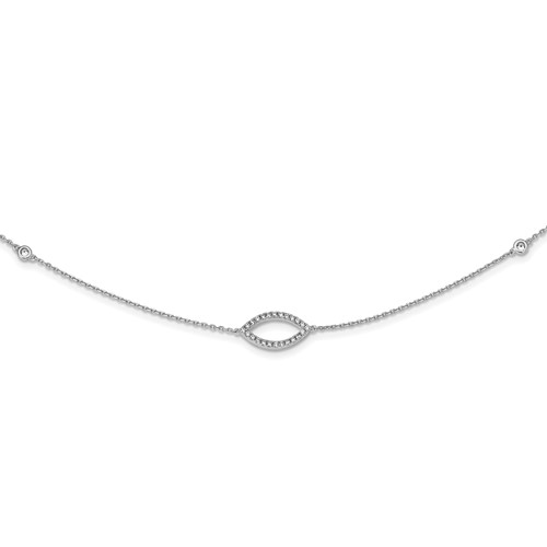 Sterling Shimmer Sterling Silver Rhodium-plated 76 Stone 7 Station CZ Necklace, 18"
