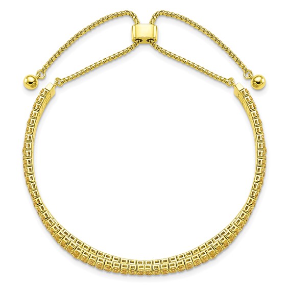 SS Gold-tone November Yellow Triple CZ Adjustable Bracelet