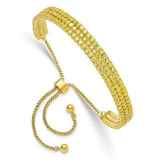 SS Gold-tone November Yellow Triple CZ Adjustable Bracelet