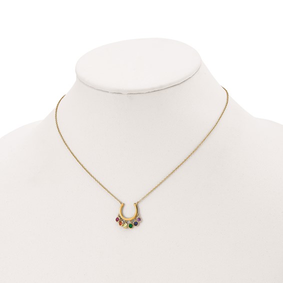 Prizma Sterling Silver Gold-tone 14K Flash Gold-plated 16 inch Colorful CZ Horseshoe Necklace with 2 inch Extender