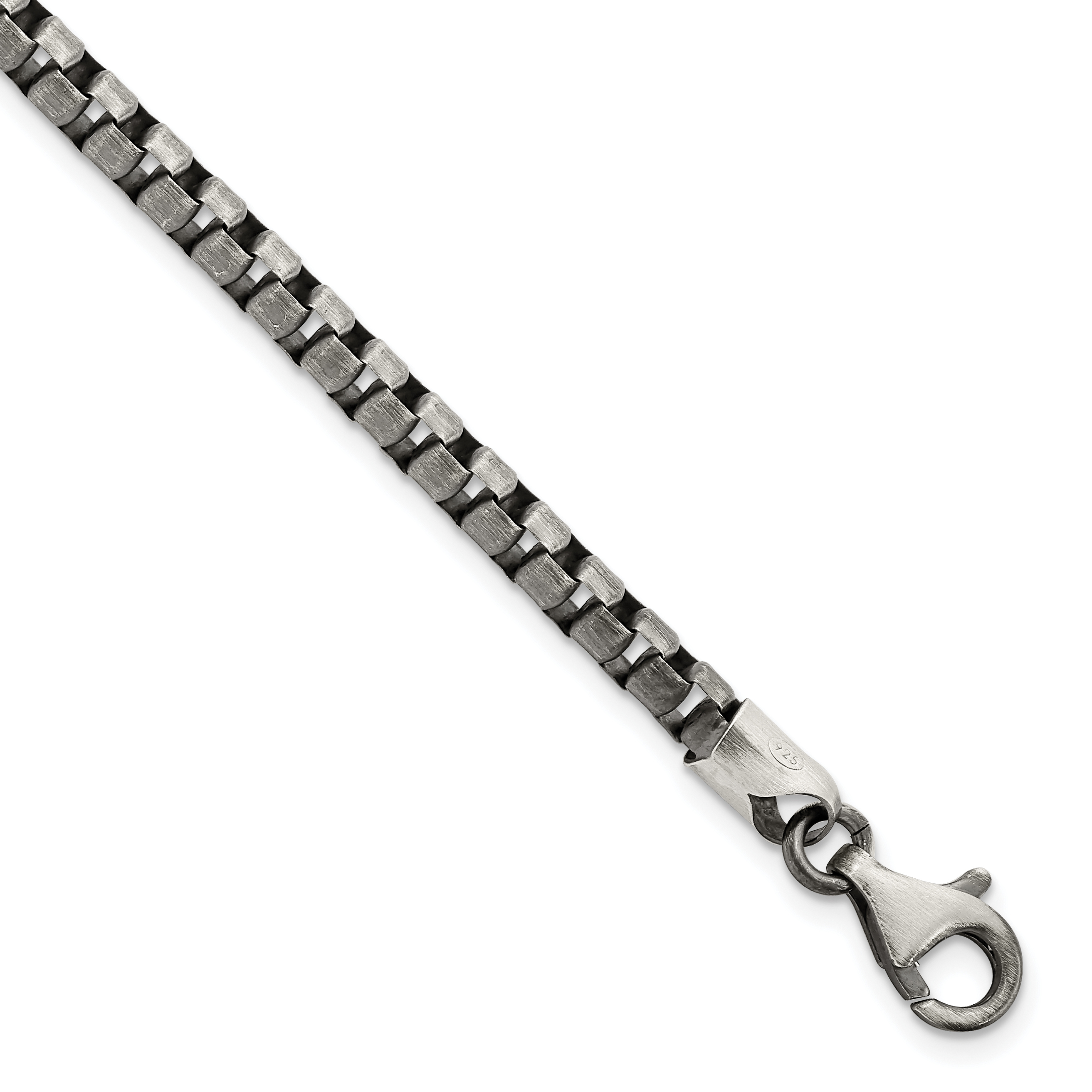 Sterling Silver Antiqued Brushed Box Bracelet (QG5725-8)