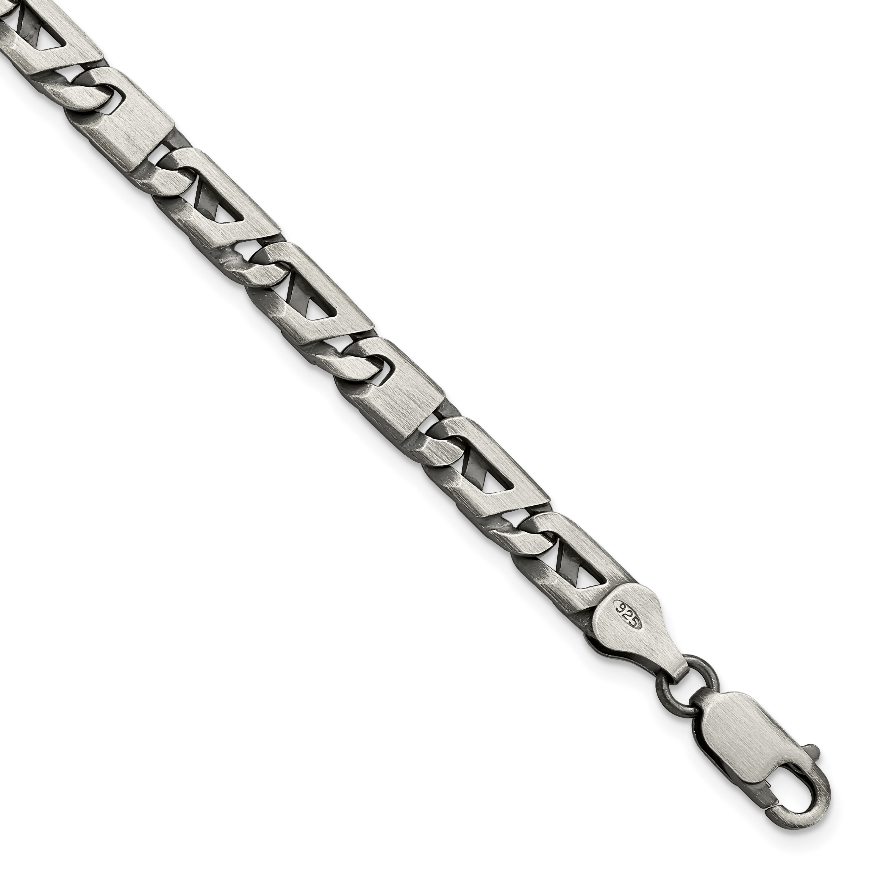 Sterling Silver Antiqued Brushed Link Bracelet (QG5728-8.25)