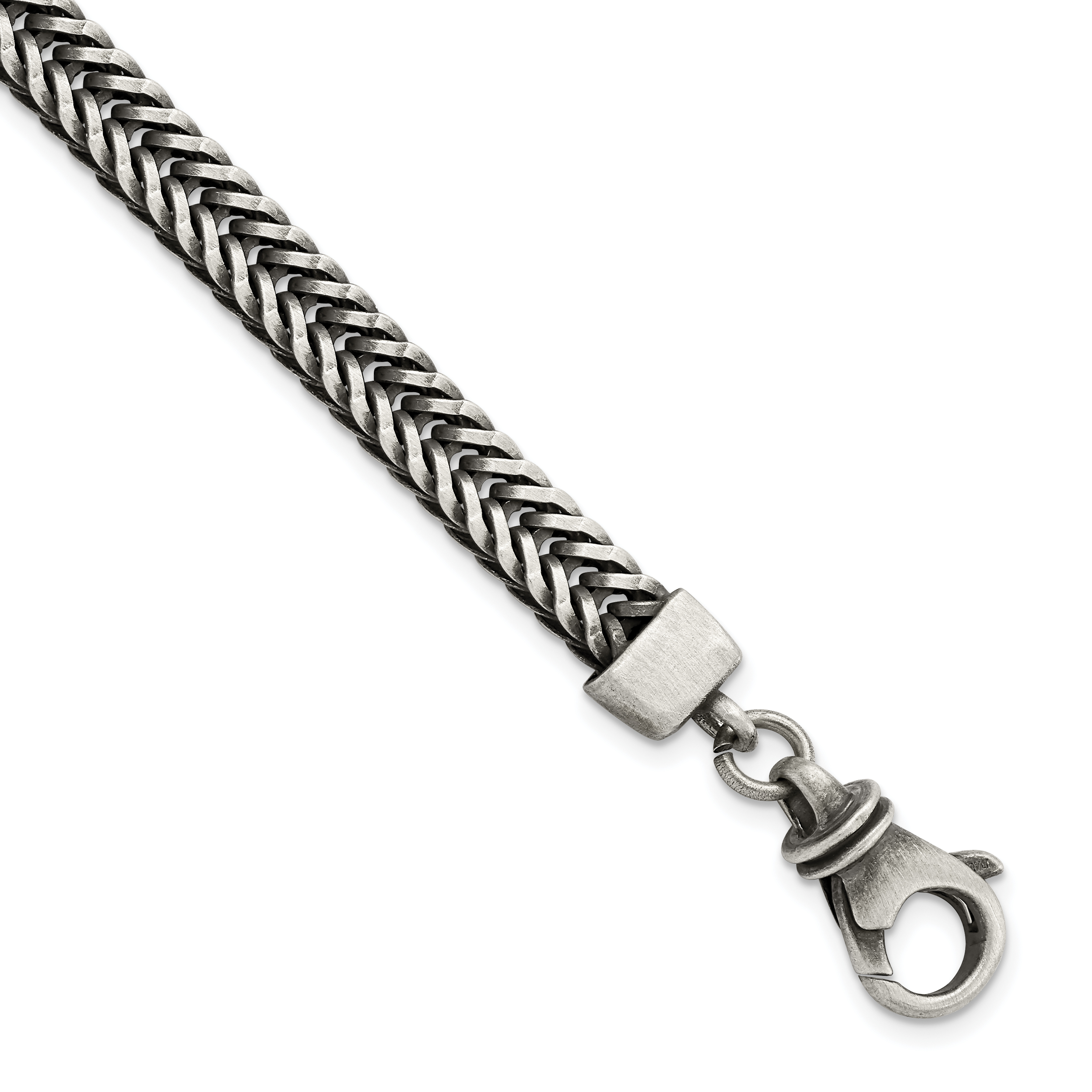 Sterling Silver Brushed Antiqued Wheat Chain Bracelet (QG5732-8.5)