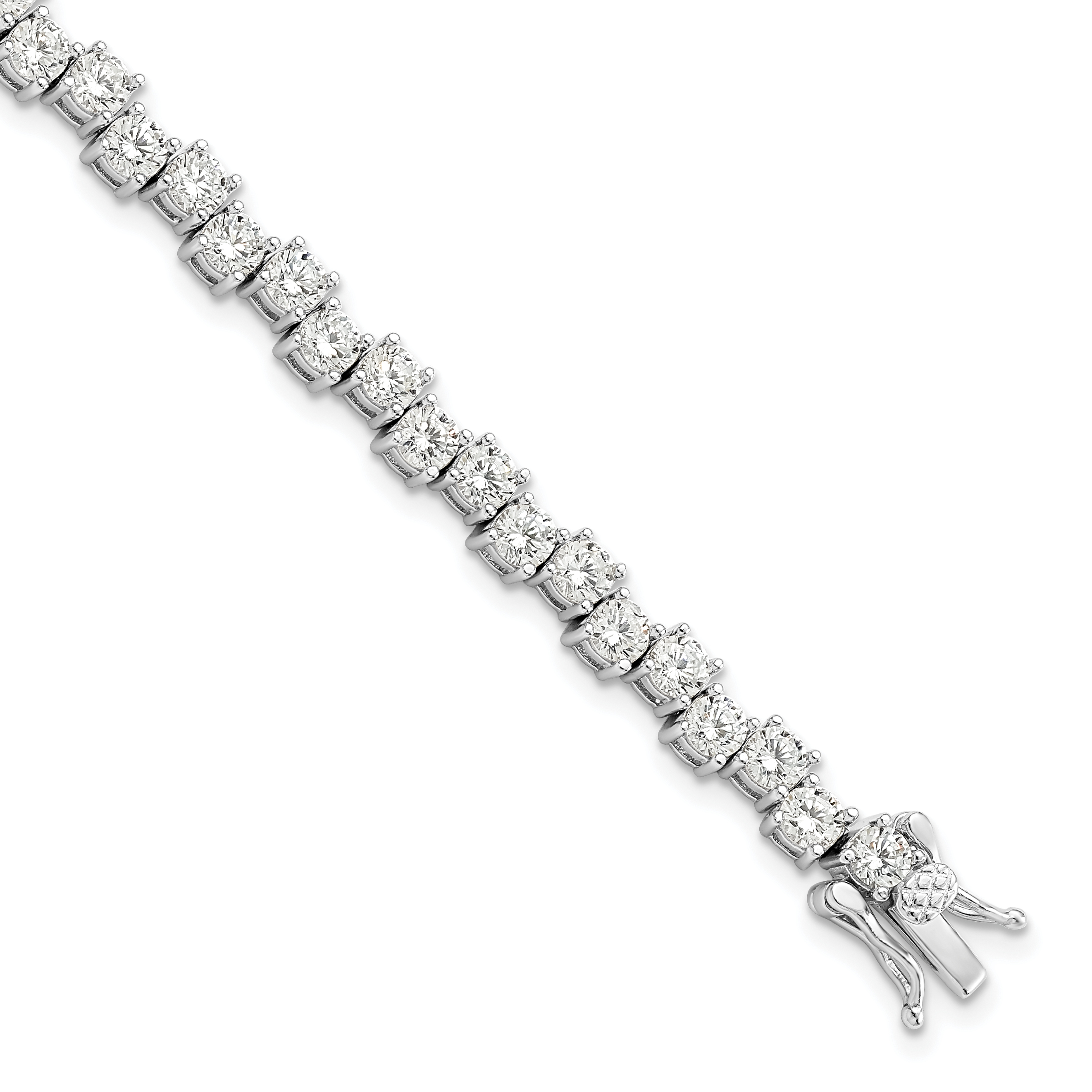 Sterling Silver Rhodium-plated Polished 4mm CZ Bracelet (QG5738-7.5)