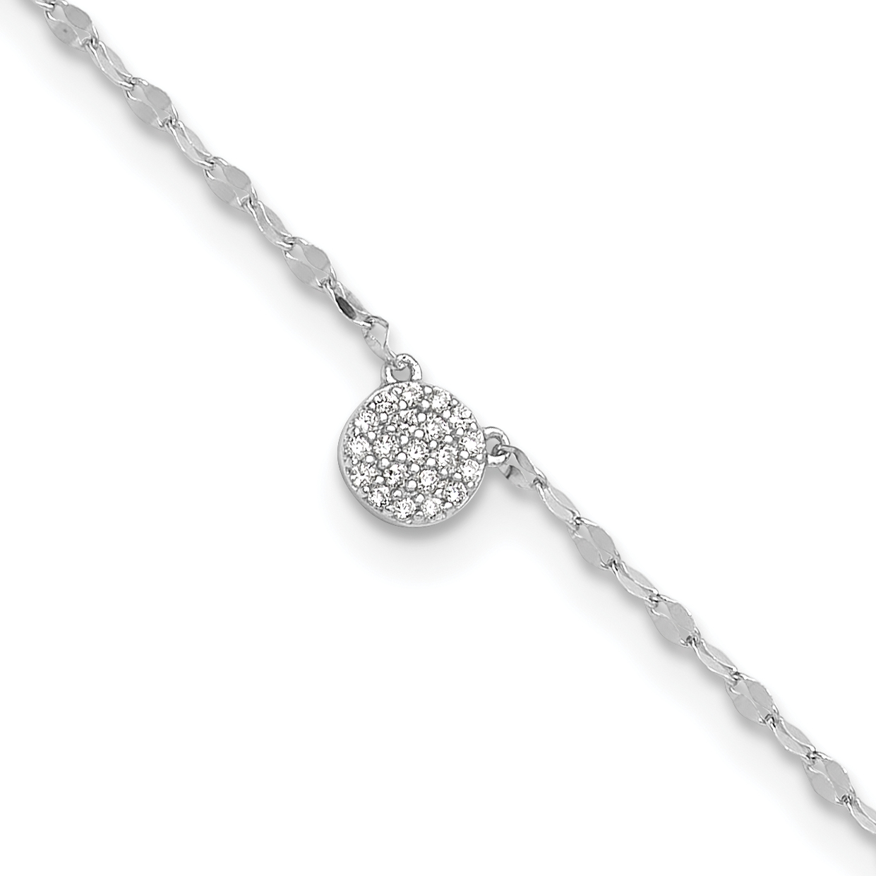 Sterling Silver Rhodium-plated Polished CZ Anklet (QG5764-10)