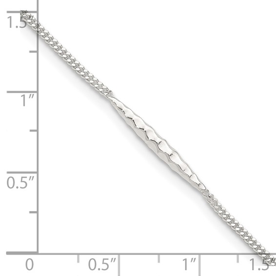 Sterling Silver Textured Bar 9 inch Plus 1 inch Extender - Total 10 inch Anklet