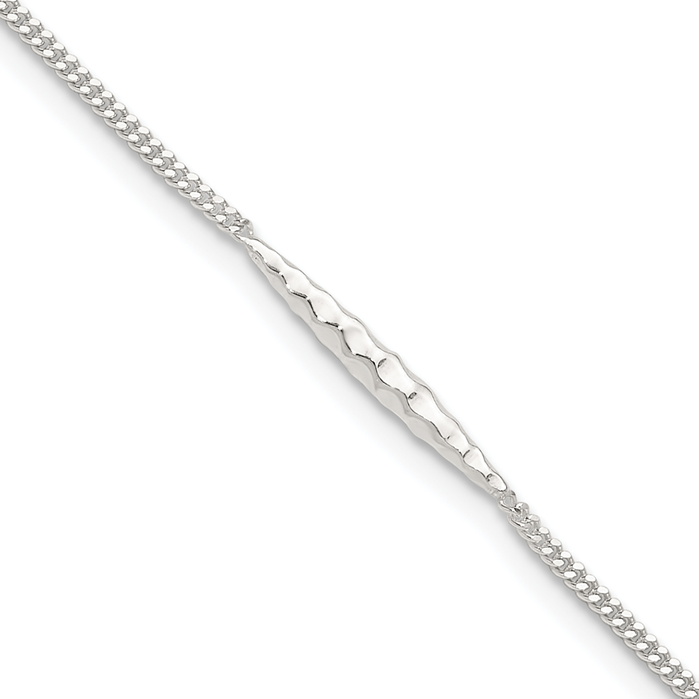 Sterling Silver 9in Plus 1 in Ext. Textured Bar Anklet (QG5769-9)