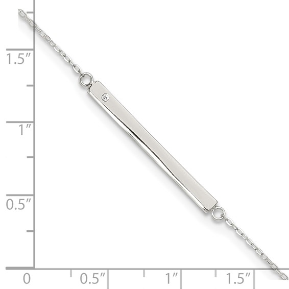 Sterling Silver Crystal Bar 9 inch Plus 1 inch Extender - Total 10 inch Anklet