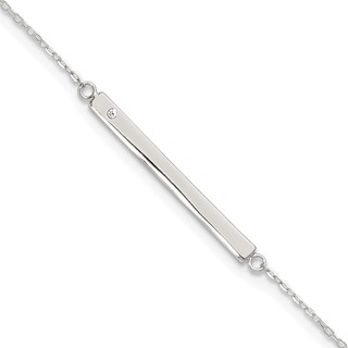 Sterling Silver Crystal Bar 9 inch Plus 1 inch Extender - Total 10 inch Anklet