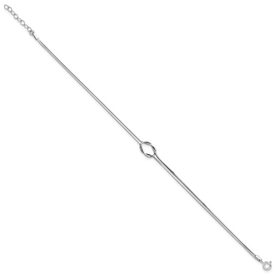 Sterling Silver Rhodium-plated 2-Strand Loop 9 inch Plus 1 inch Extender - Total 10 inch Anklet