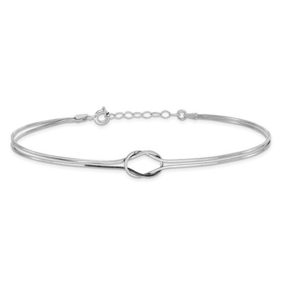 Sterling Silver Rhodium-plated 2-Strand Loop 9 inch Plus 1 inch Extender - Total 10 inch Anklet