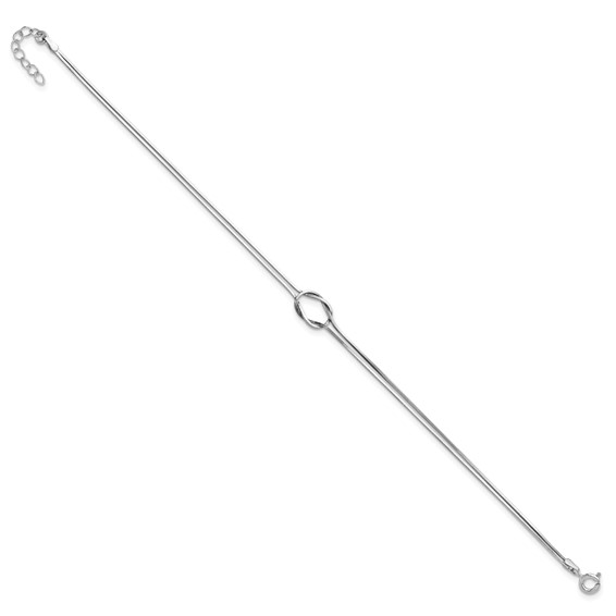 Sterling Silver Rhodium-plated 2-Strand Loop 9 inch Plus 1 inch Extender - Total 10 inch Anklet
