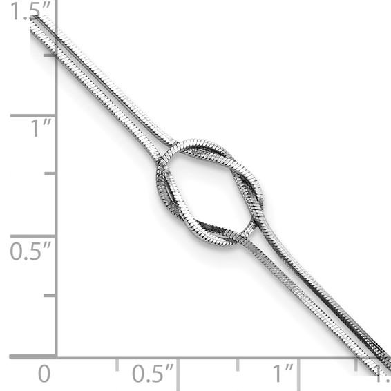 Sterling Silver Rhodium-plated 2-Strand Loop 9 inch Plus 1 inch Extender - Total 10 inch Anklet