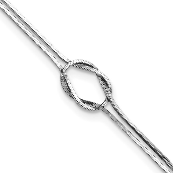 Sterling Silver Rhodium-plated 2-Strand Loop 9 inch Plus 1 inch Extender - Total 10 inch Anklet