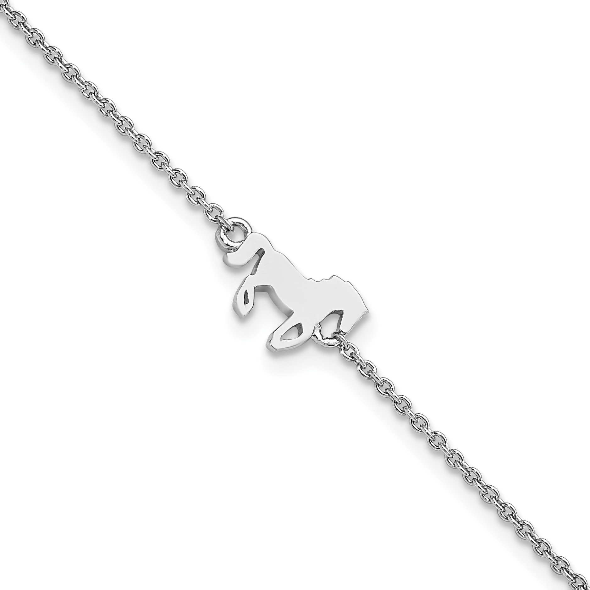 Sterling Silver Rhodium-plated Horse 6.25in Plus 1in ext Bracelet (QG5780-6.25)