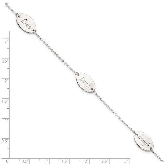 Sterling Silver Polished Live Laugh Love 7.5in Bracelet