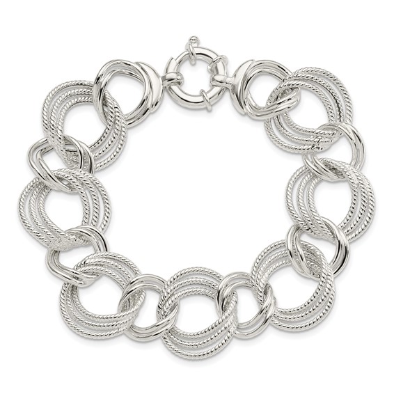 Sterling Silver Polished Fancy Link Bracelet