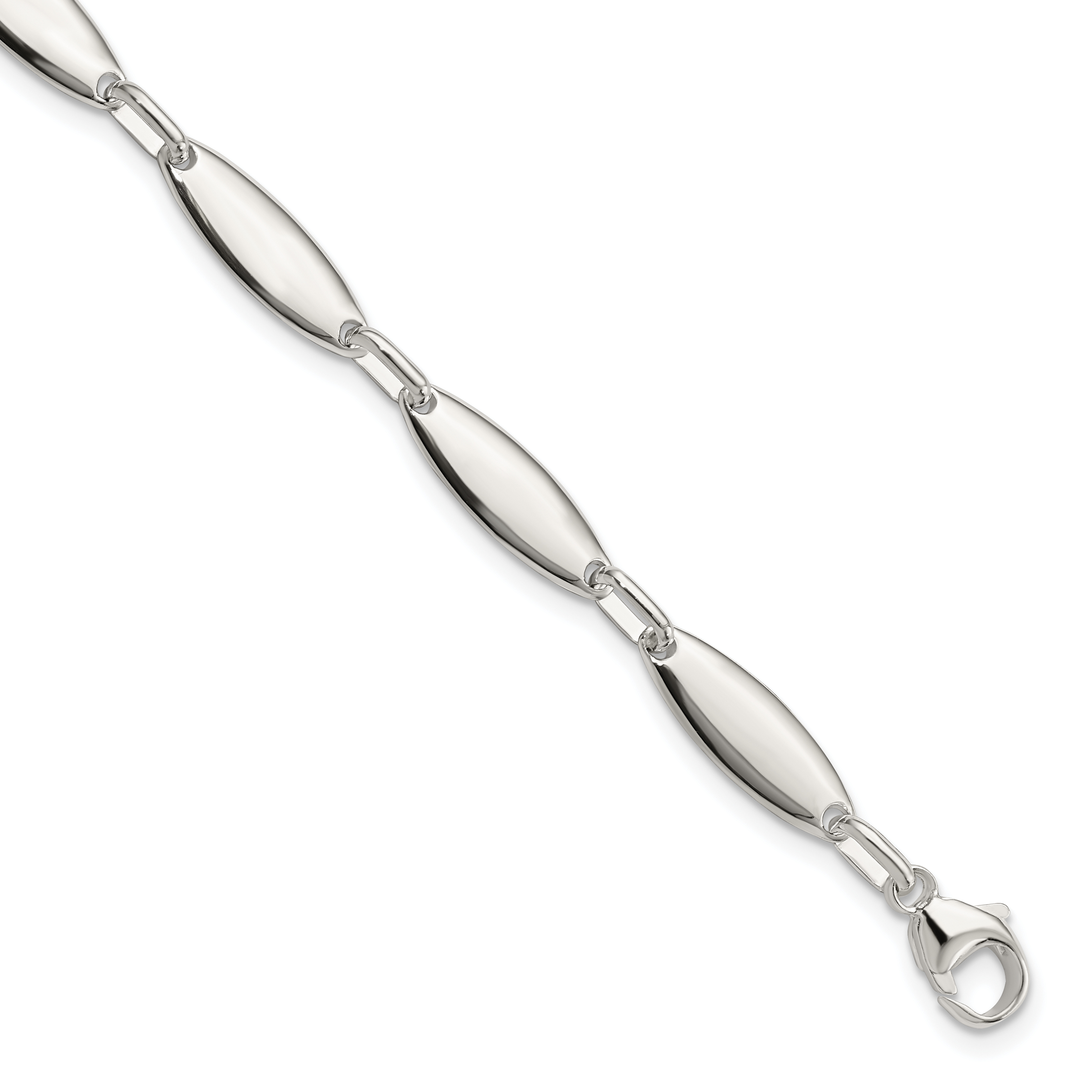 Sterling Silver Polished Link w/ 1 in ext. Bracelet (QG5818-7)