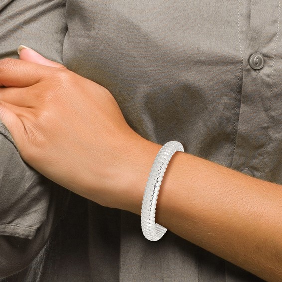 Sterling Silver Polished Textured Bracelet