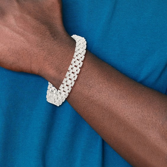 Sterling Silver Polished Fancy Link Bracelet
